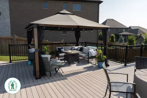 1000 square foot composite pool deck in grey shade.