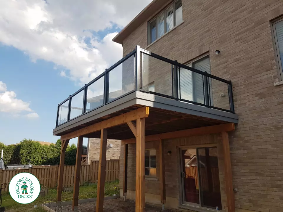 High walk out Fiberon deck with glass railing