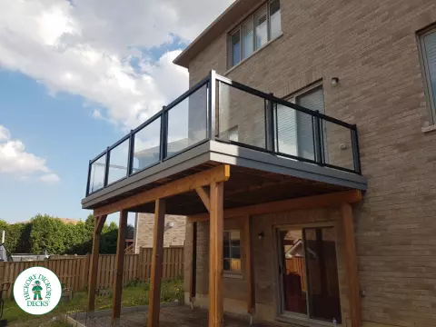High walk out Fiberon deck with glass railing