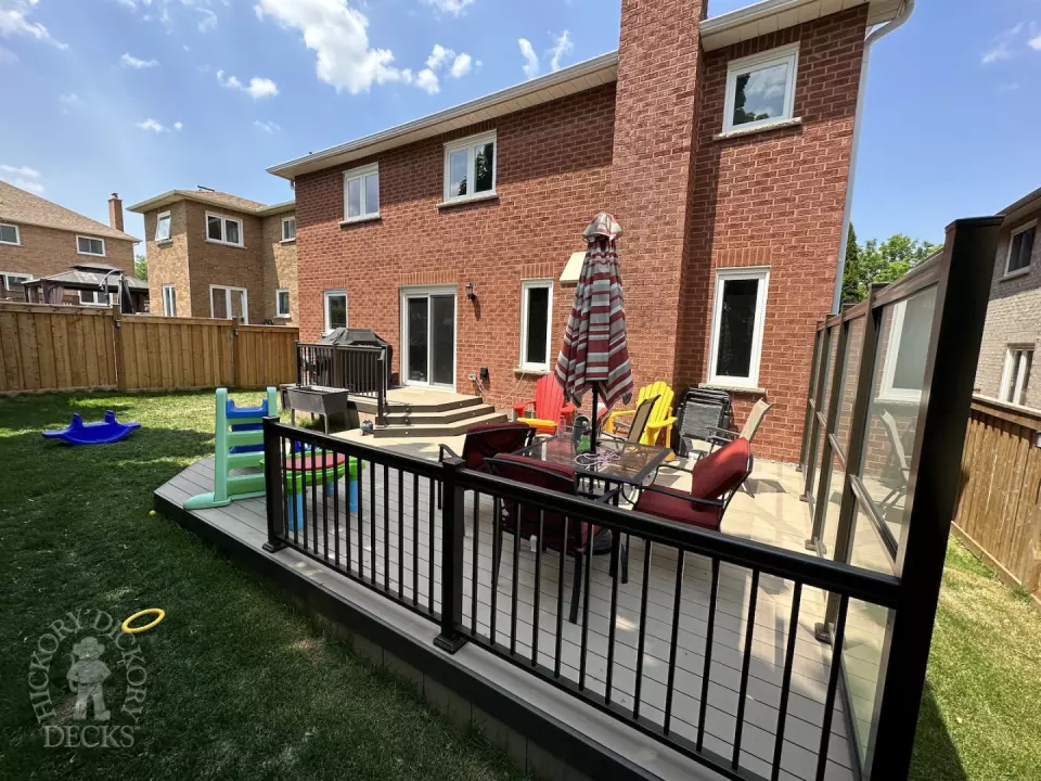 Clubhouse deck with privacy screens in Newmarket