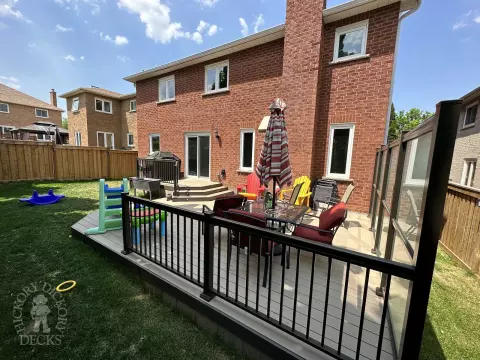 Clubhouse deck with privacy screens in Newmarket
