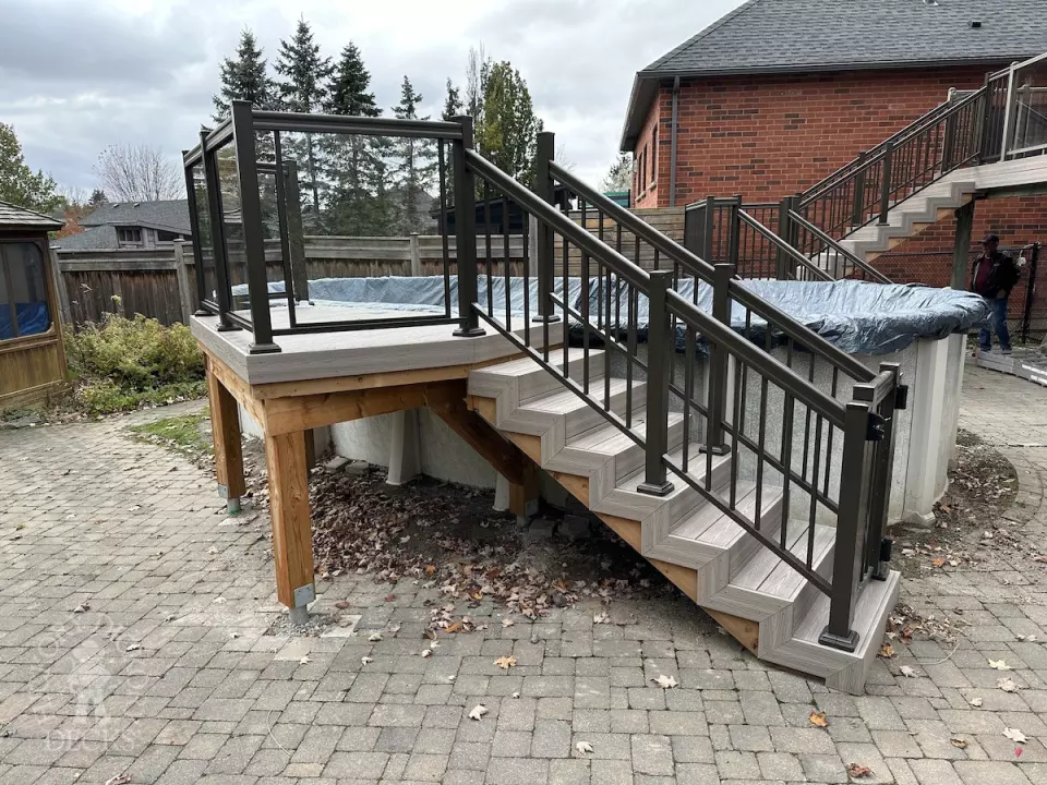 Fiberon Pool Deck with Glass Rail in Newmarket