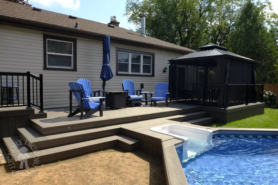 Brown composite pool deck Brown composite pool deck