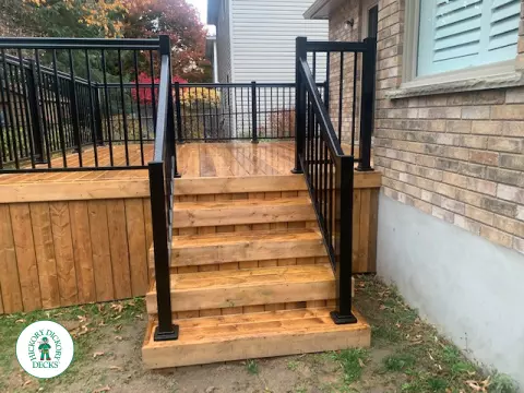 Pressure Treated Deck in Waterloo Ontario with aluminum rail