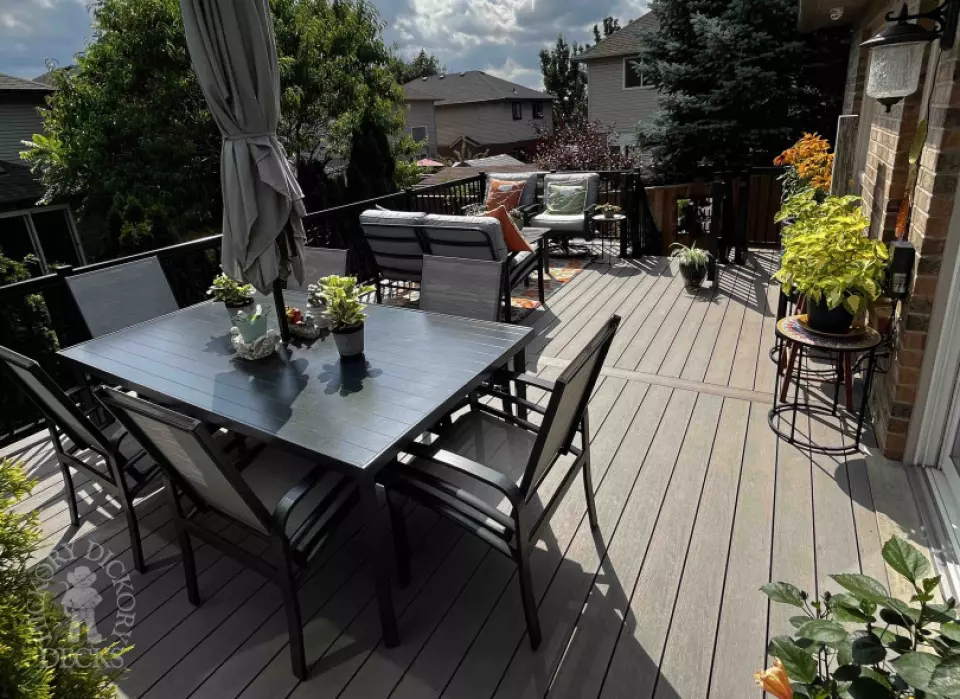 TruNorth Deck with Aluminum Railings, Privacy Screen and LIghts