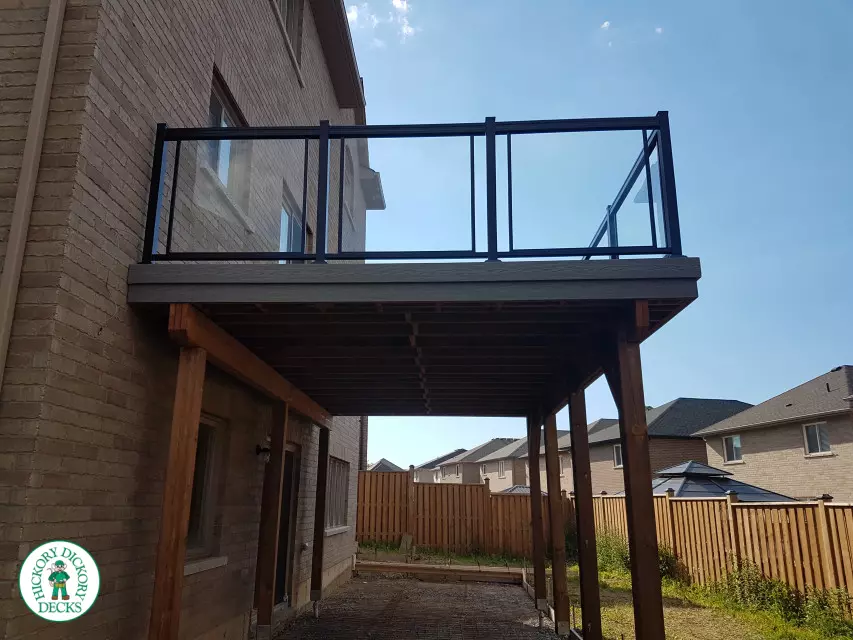 High walk out Fiberon deck with glass railing