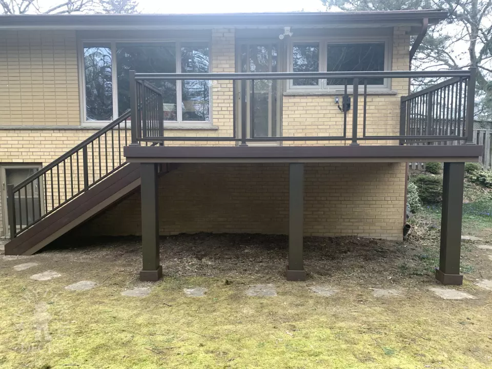 Fiberon deck with glass rail and stairs in Mississauga Fiberon deck with glass rail and stairs in Mississauga