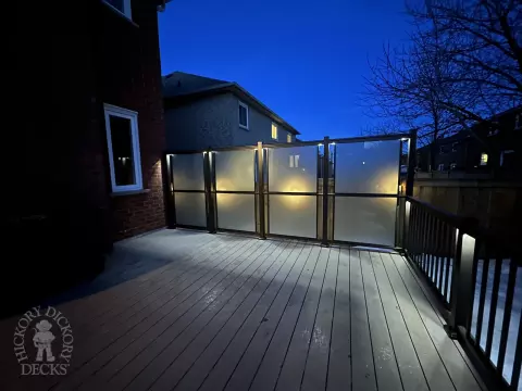Clubhouse deck with privacy screens in Newmarket