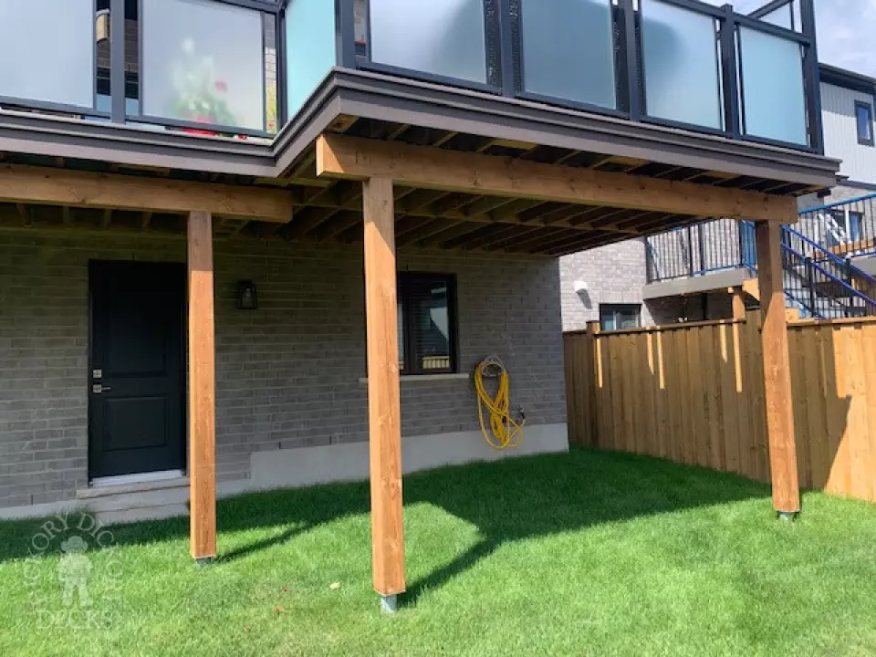 Azek Deck with Glass Rail and Privacy Screens in St. Jacobs Ontario Azek Deck with Glass Rail and Privacy Screens in St. Jacobs Ontario