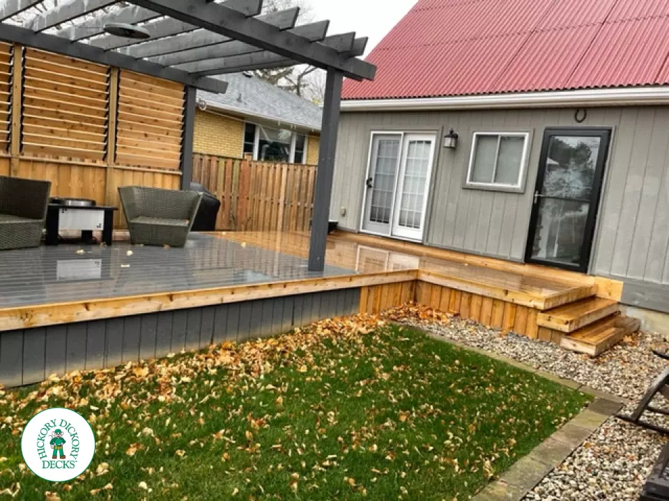 Cedar deck with pergola and privacy screens