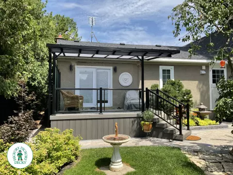 Timbertech deck with privacy screens in Niagara