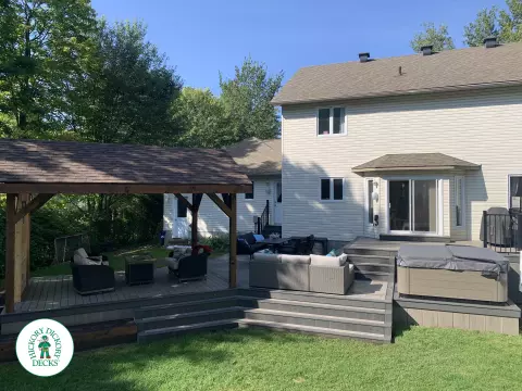 Clubhouse deck with custom Pavilion and deck lights in Ottawa