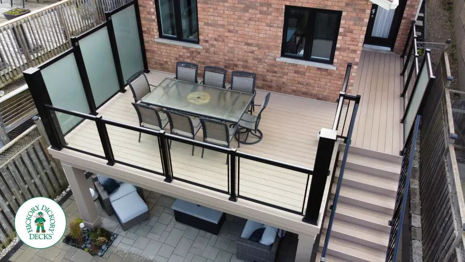 Elevated Azek Deck with Glass Rail and Privacy