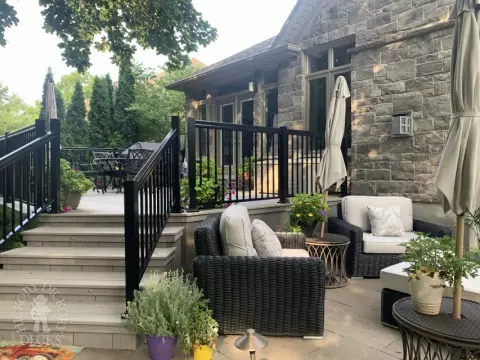 Azek Deck with lights and aluminum railing in Guelph Ontario Azek Deck with lights and aluminum railing in Guelph Ontario