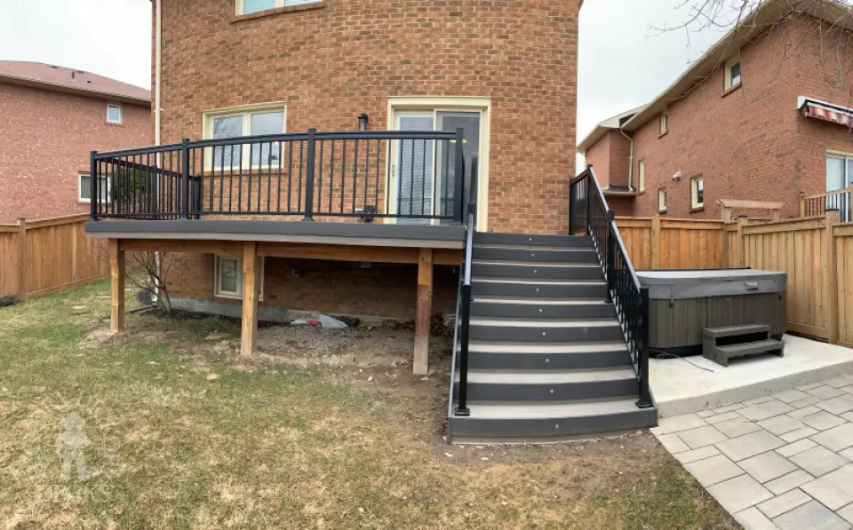 Clubhouse High Deck with Aluminum Railings and Stairs with Lights in Mississauga