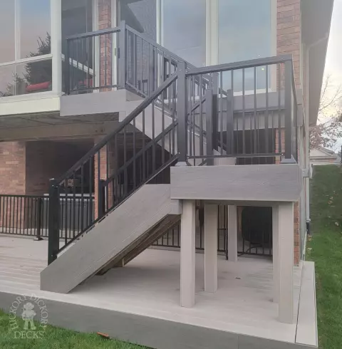 Clubhouse deck with stairs and aluminum railings in St. Thomas