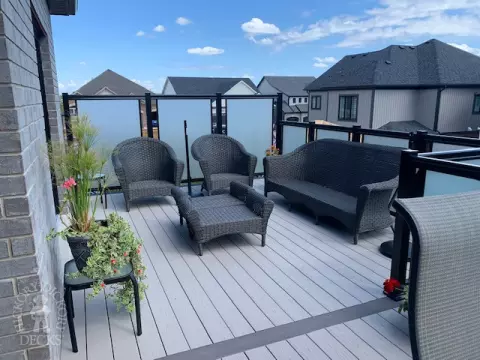 Azek Deck with Glass Rail and Privacy Screens in St. Jacobs Ontario
