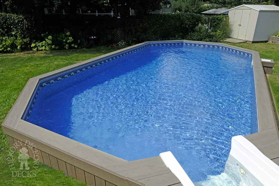 Brown composite pool deck Brown composite pool deck