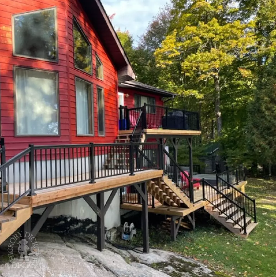 Pressure treated deck with aluminum railings in Bracebridge Pressure treated deck with aluminum railings in Bracebridge