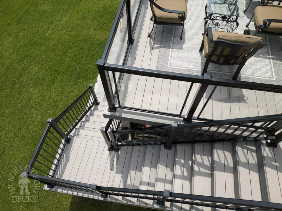 large high deck built in grey composite.