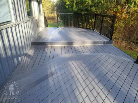 TruNorth deck with aluminum railing and lights in Brampton