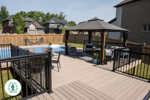 1000 square foot composite pool deck in grey shade.