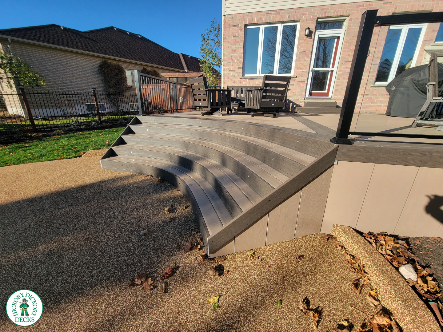 Clubhouse deck with curves and aluminum railing in St. Thomas