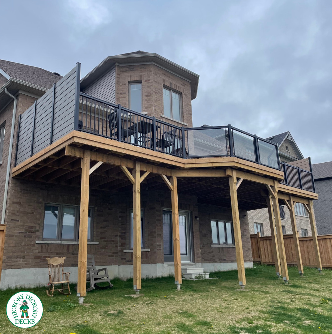Pressure Treated High Deck with Glass Railings in Bradford