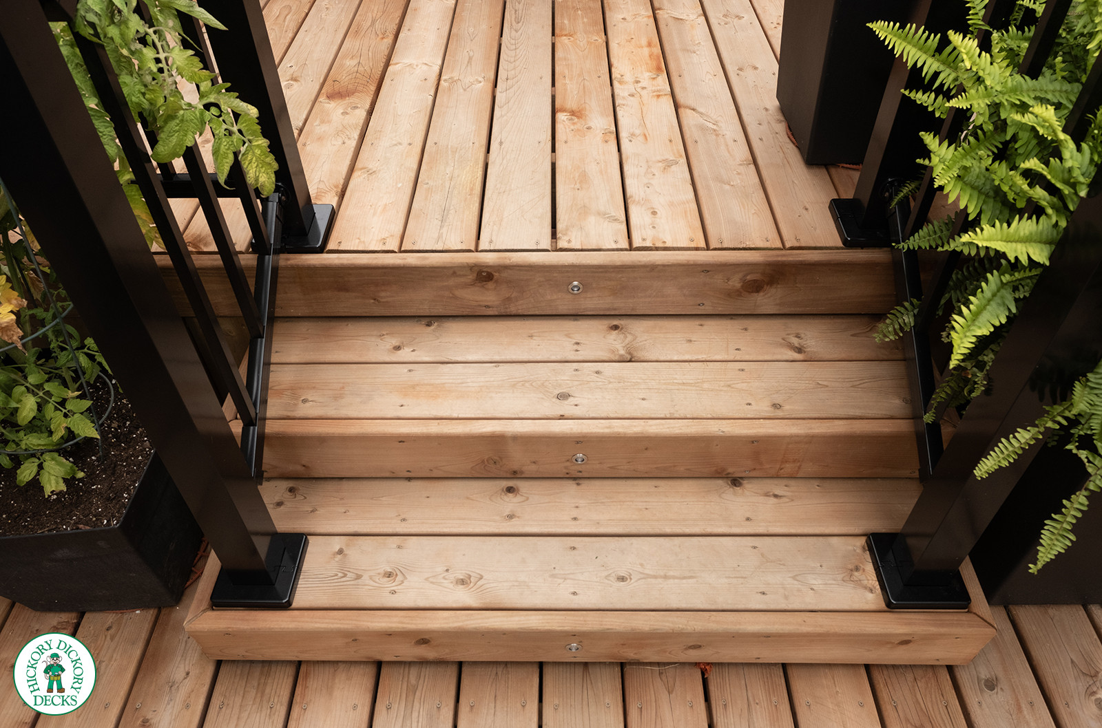 two level cedar deck with aluminum and glass railings