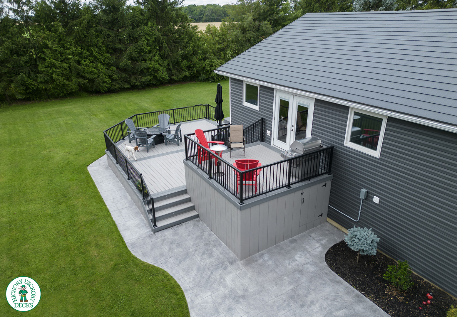 Large clubhouse deck in a grey shade.