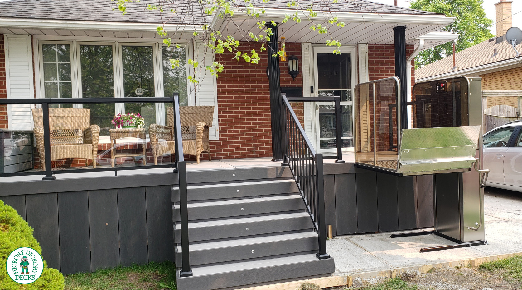 Clubhouse porch with aluminum railing in Sarnia