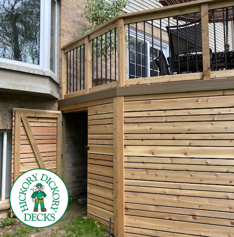 Timbertech deck with storage and Pergola in New Hamburg Ontario