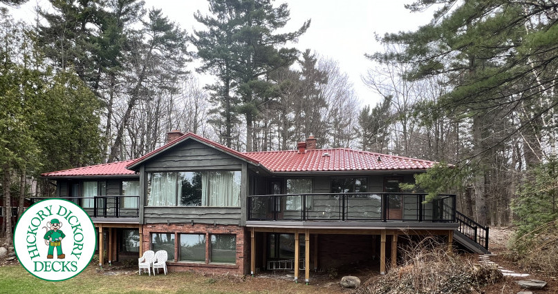 Azek high deck with glass railings in Barrie