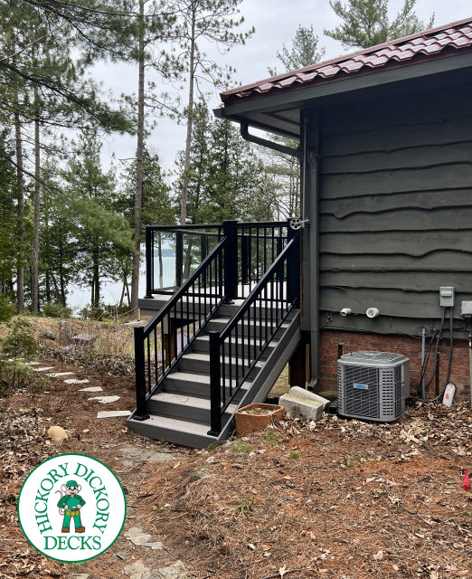 Azek high deck with glass railings in Barrie