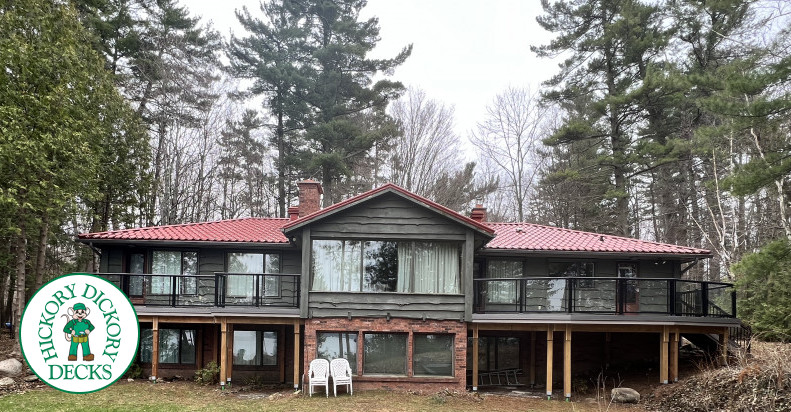 Azek high deck with glass railings in Barrie