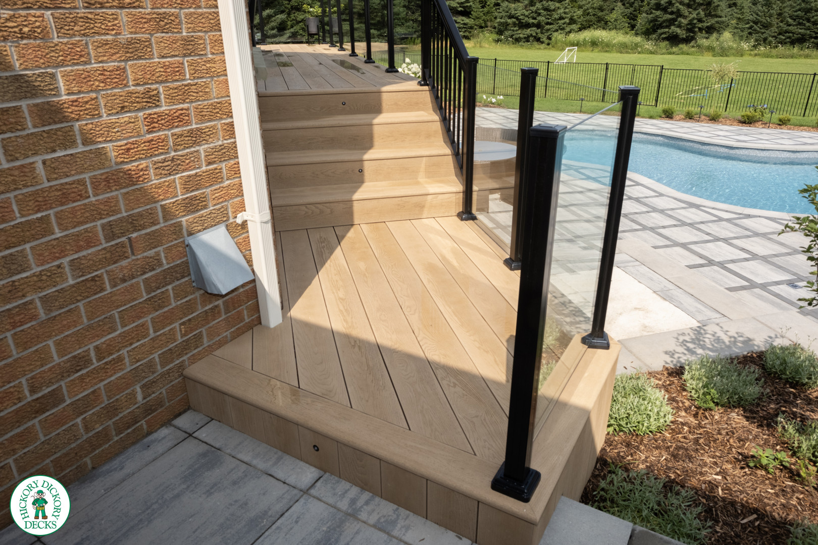 Millboard Pool Walkout Deck in Golden Oak