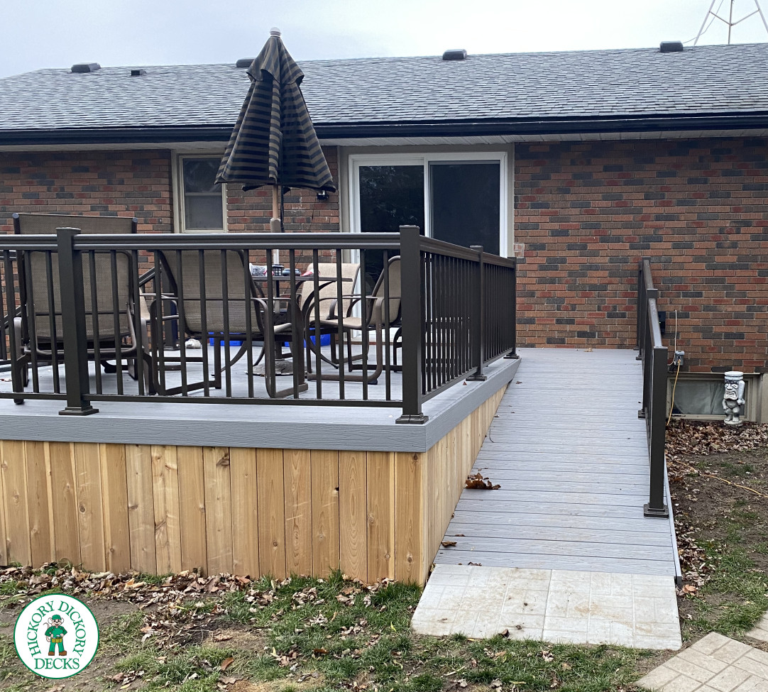 Fiberon deck with ramp and aluminum railing in St. Catharines