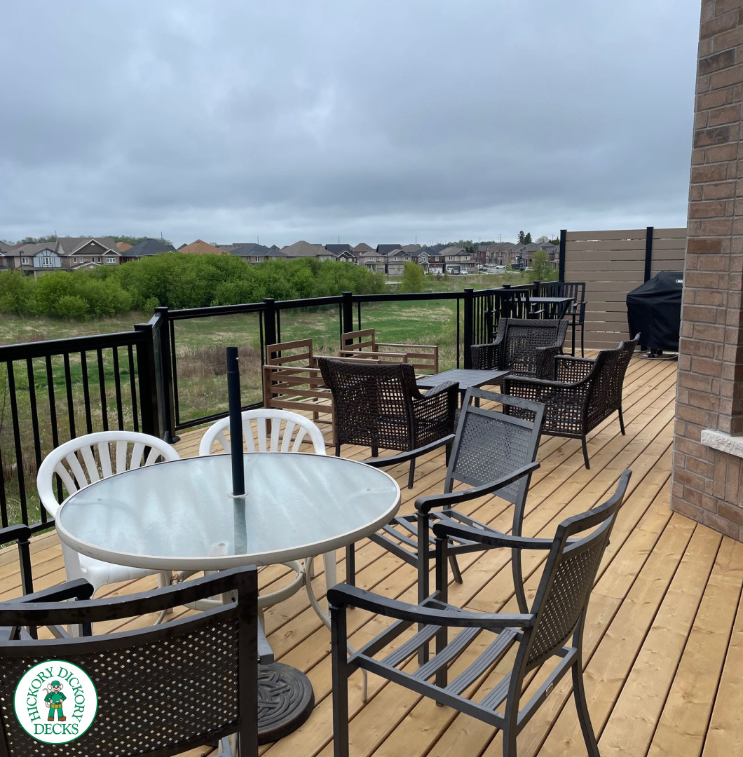 Pressure Treated High Deck with Glass Railings in Bradford